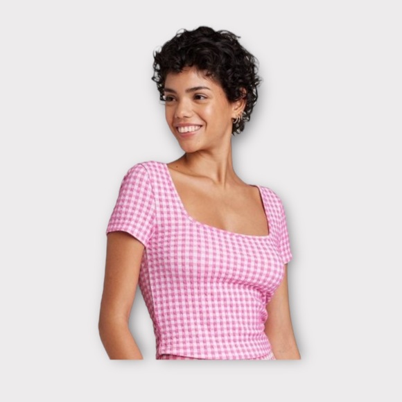 Top Bandeau Crop à Carreaux Wild Fable - Taille XS - Noir - Occasion Très Bon état